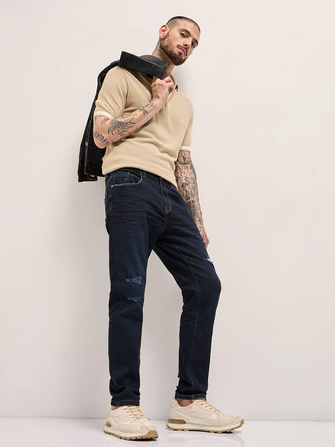 Men Dark BlueLight Fade Mid-Rise Skinny Fit Jeans - Image 4