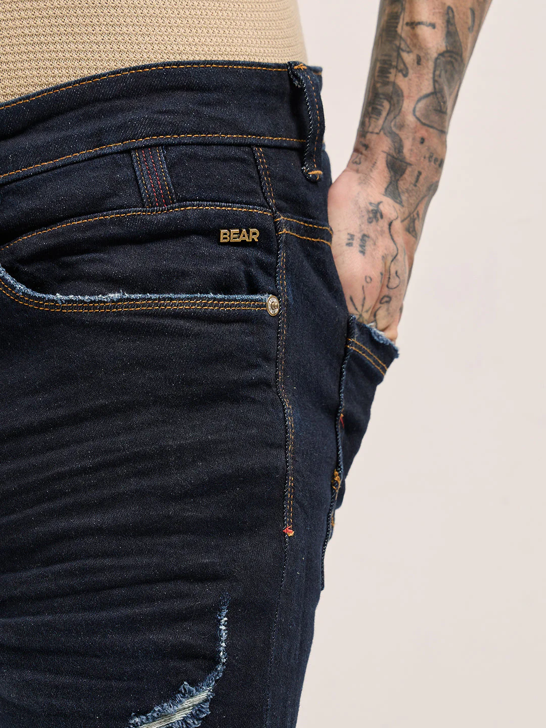Men Dark BlueLight Fade Mid-Rise Skinny Fit Jeans - Image 5