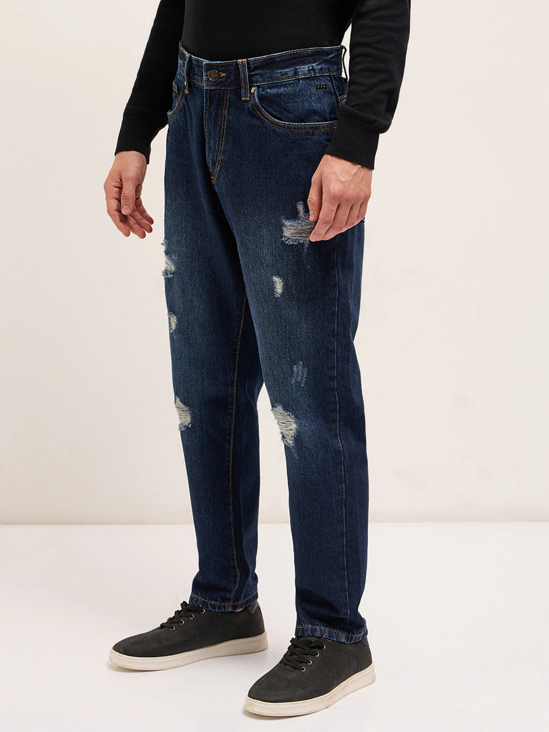 Men Dark BlueLight Fade Mid-Rise Skinny Fit Jeans - Image 3