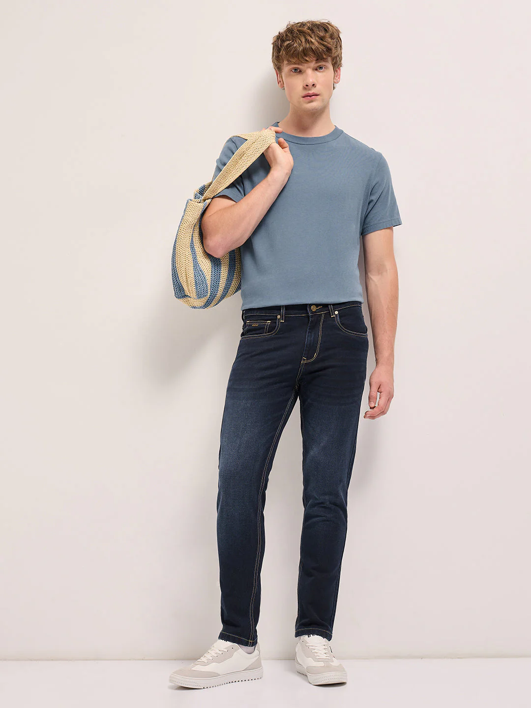 Men Dark BlueLight Fade Mid-Rise Skinny Fit Jeans - Image 4
