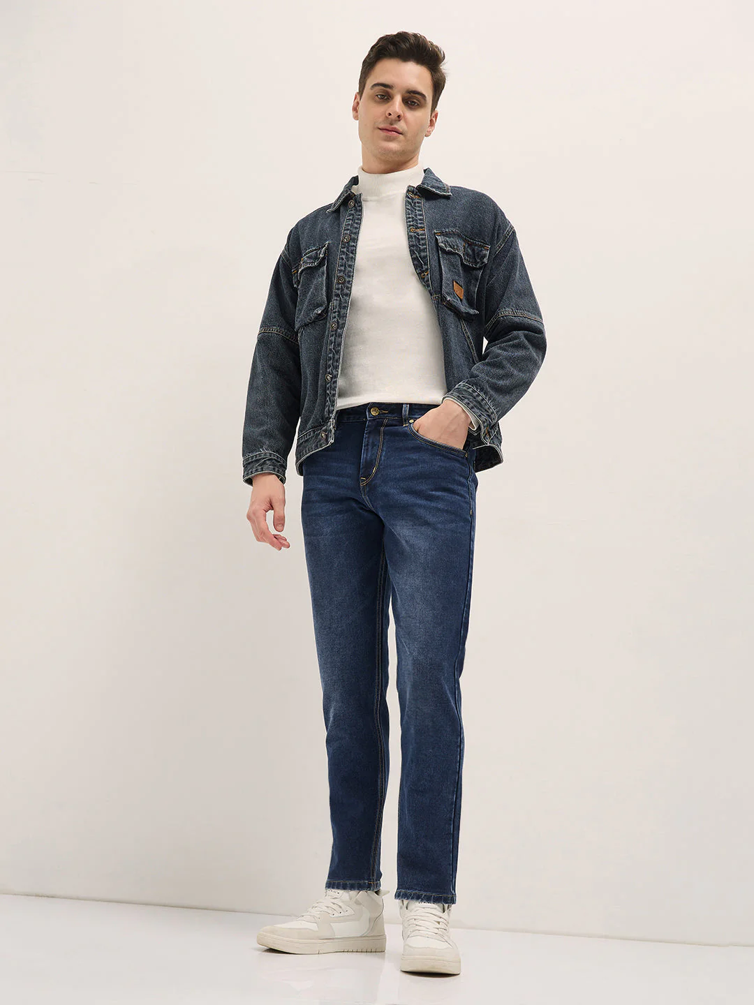 Men Dark BlueLight Fade Mid-Rise Skinny Fit Jeans - Image 4