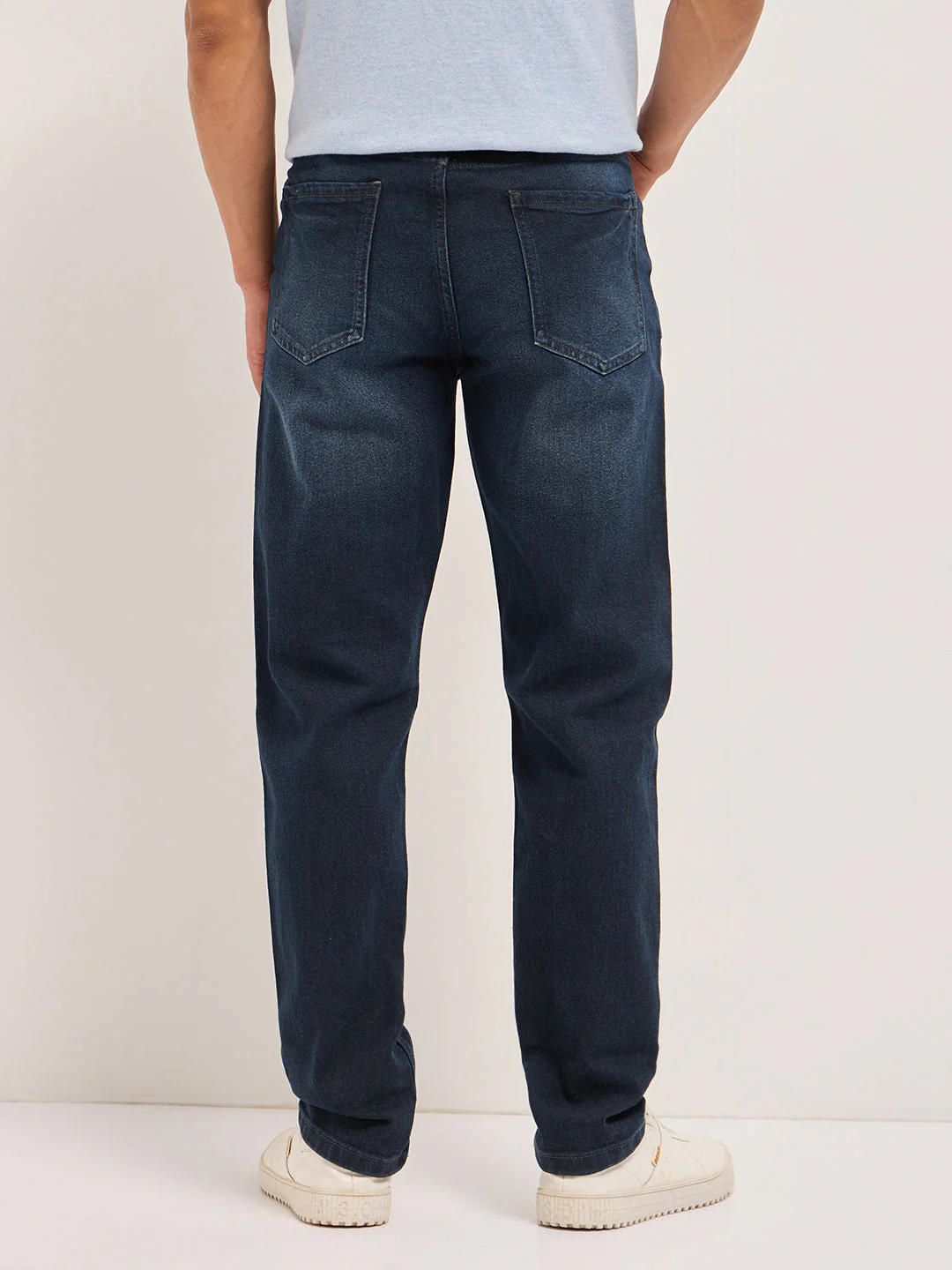 Men Dark BlueLight Fade Skinny Fit Mid-Rise Jeans - Image 2