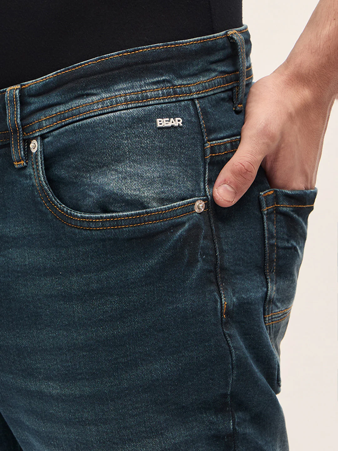 Men Dark BlueLight Fade Skinny Fit Mid-Rise Jeans - Image 5