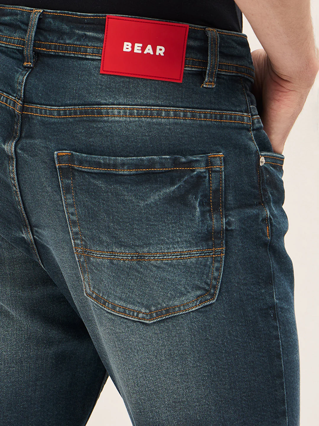 Men Dark BlueLight Fade Skinny Fit Mid-Rise Jeans - Image 6