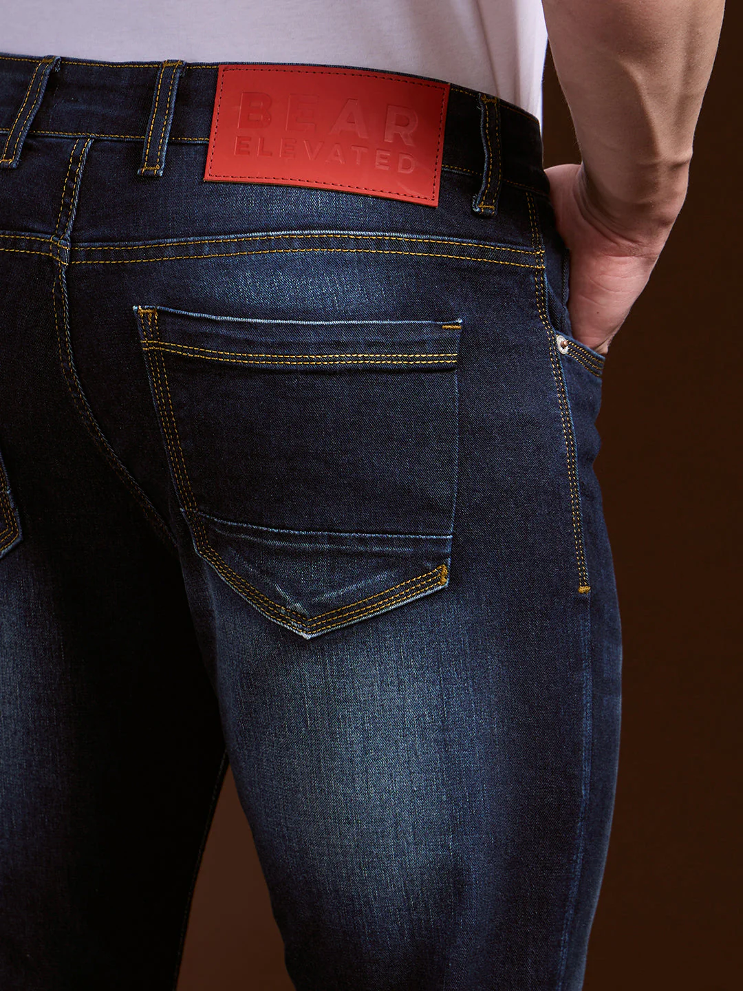 Men Dark BlueLight Fade Skinny Fit Mid-Rise Jeans - Image 6