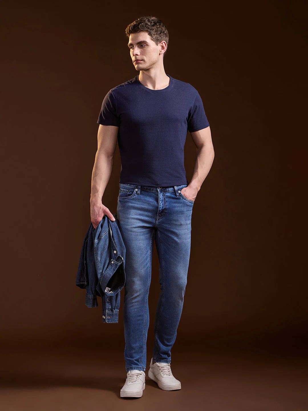 Men Dark BlueMid Fade Mid-Rise Skinny Fit Jeans - Image 4