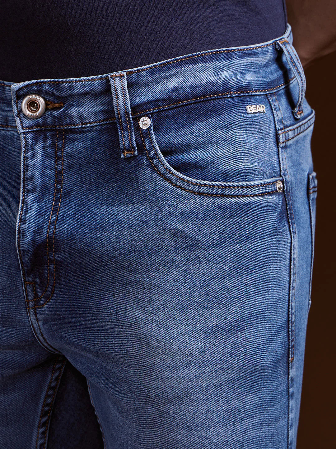 Men Dark BlueMid Fade Mid-Rise Skinny Fit Jeans - Image 5