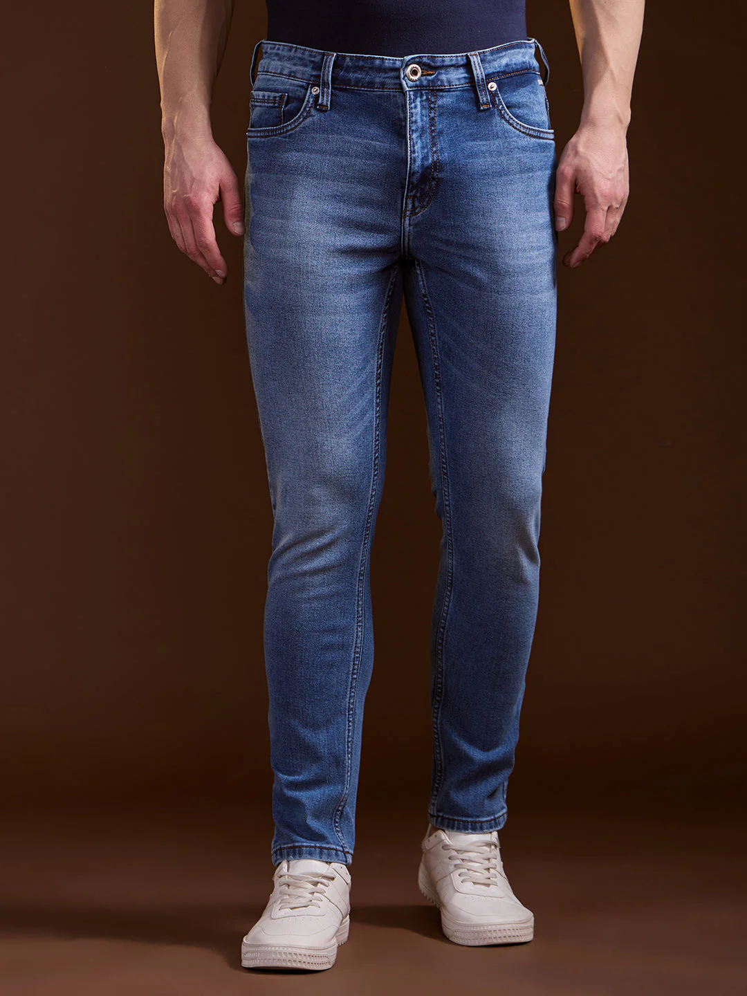 Men Dark BlueMid Fade Mid-Rise Skinny Fit Jeans - Image 7