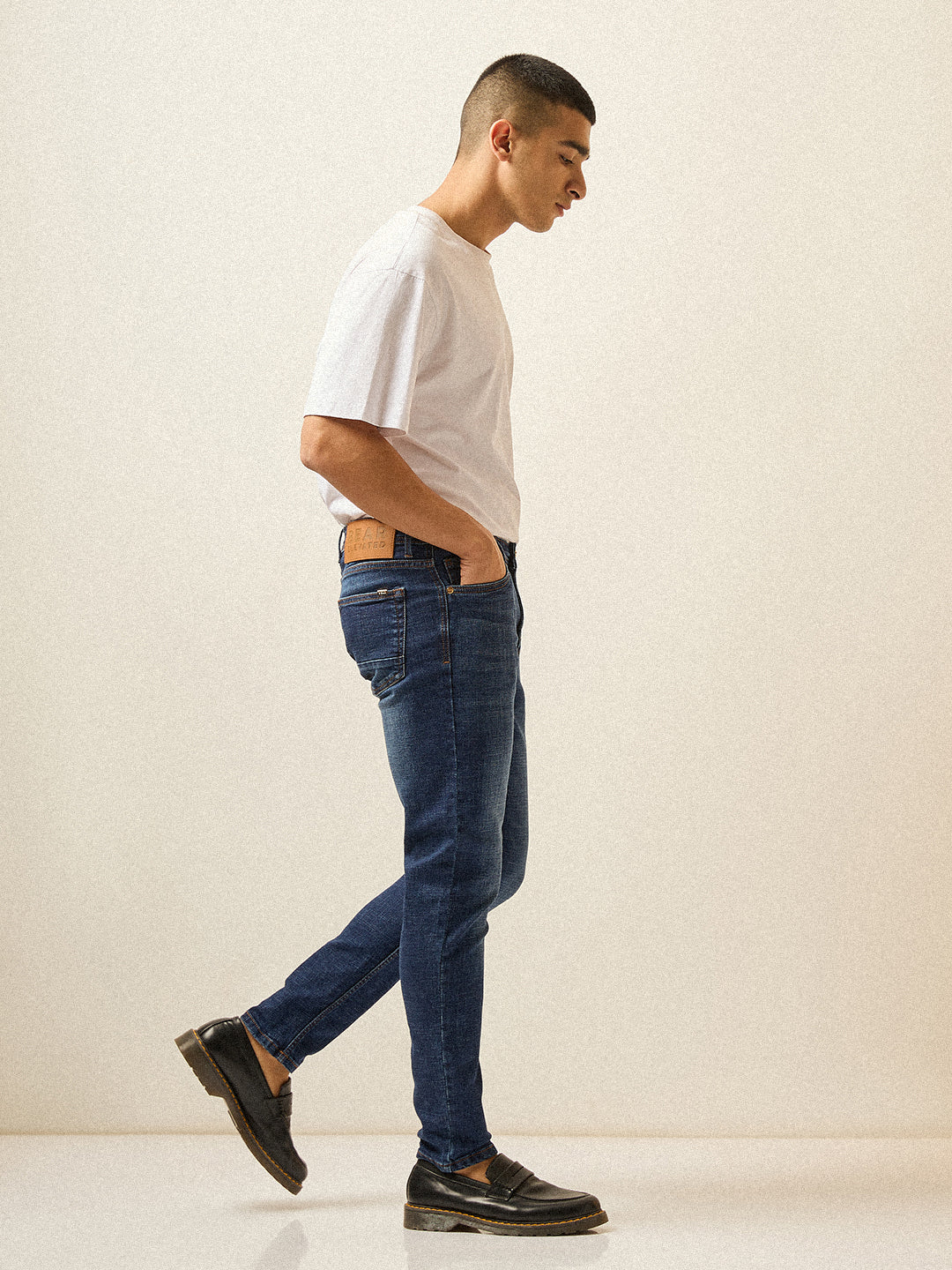 Men Dark BlueMid Fade Mid-Rise Skinny Fit Jeans - Image 3