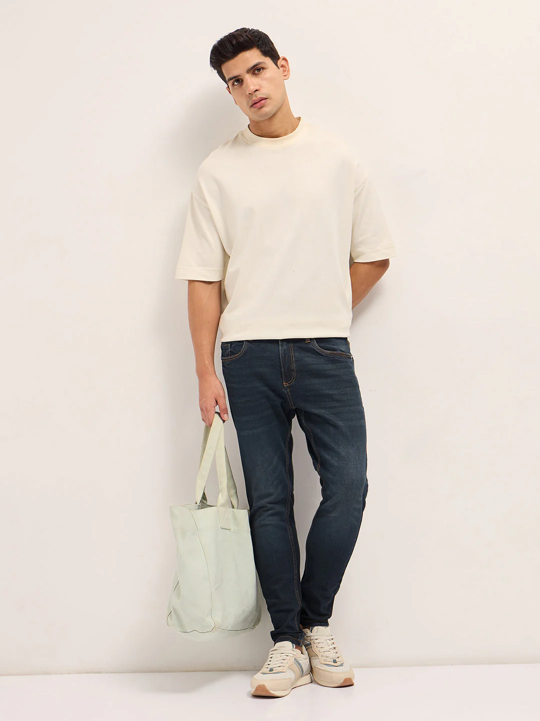 Men Dark BlueMid Fade Mid-Rise Slim Fit Jeans - Image 4