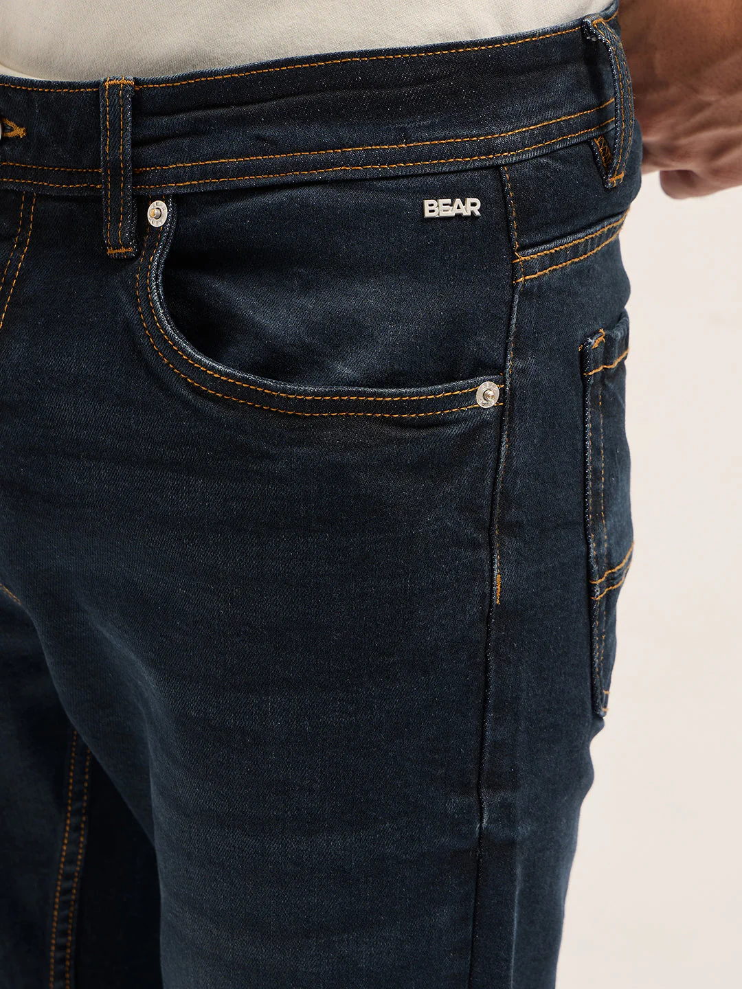 Men Dark BlueMid Fade Mid-Rise Slim Fit Jeans - Image 5