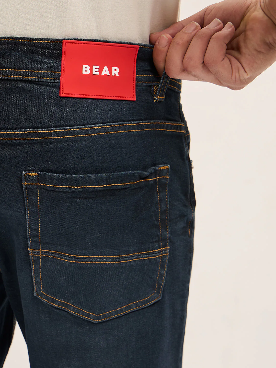 Men Dark BlueMid Fade Mid-Rise Slim Fit Jeans - Image 6