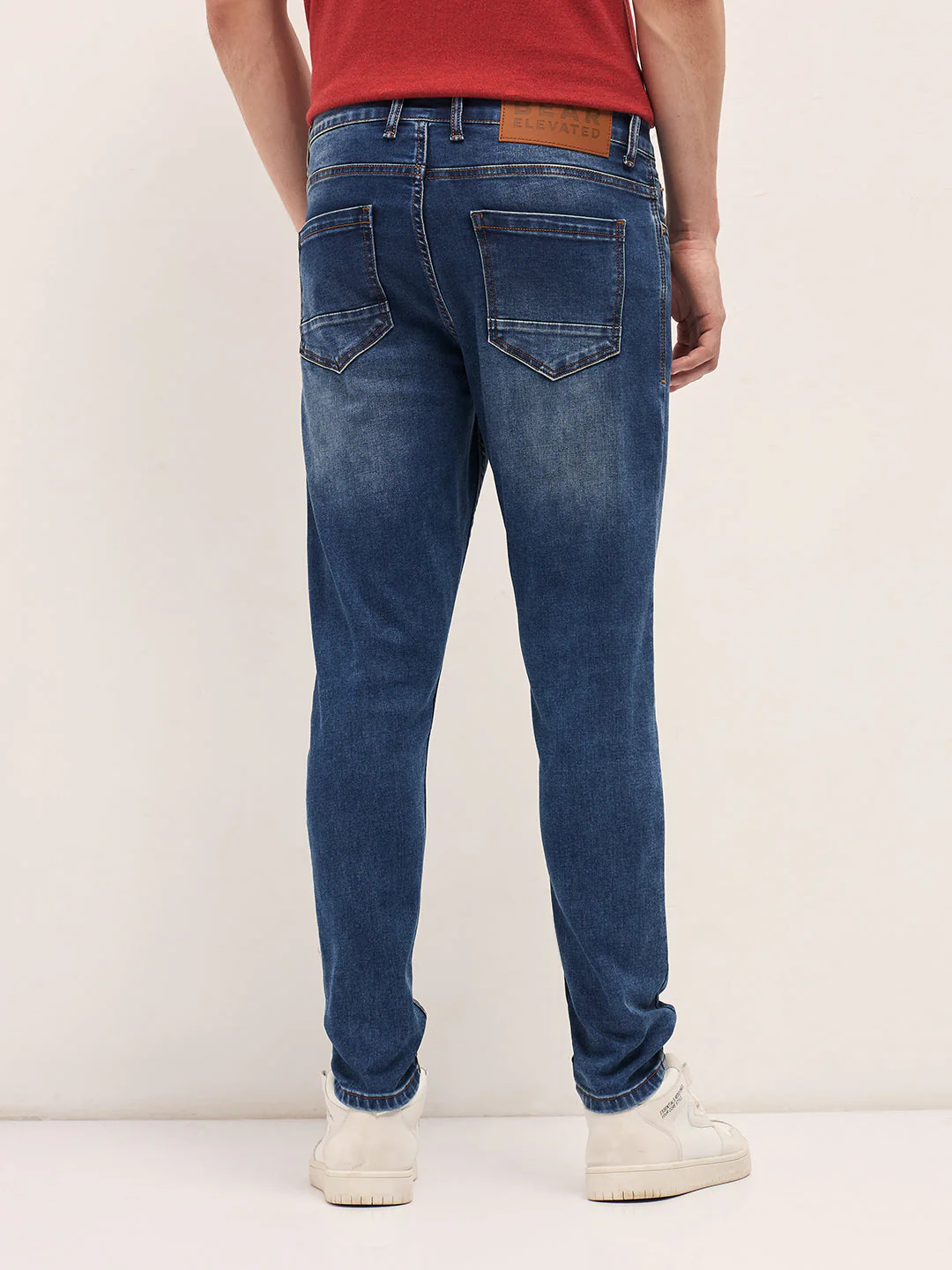 Men Dark BlueMid Fade Mid-Rise Slim Fit Jeans - Image 2