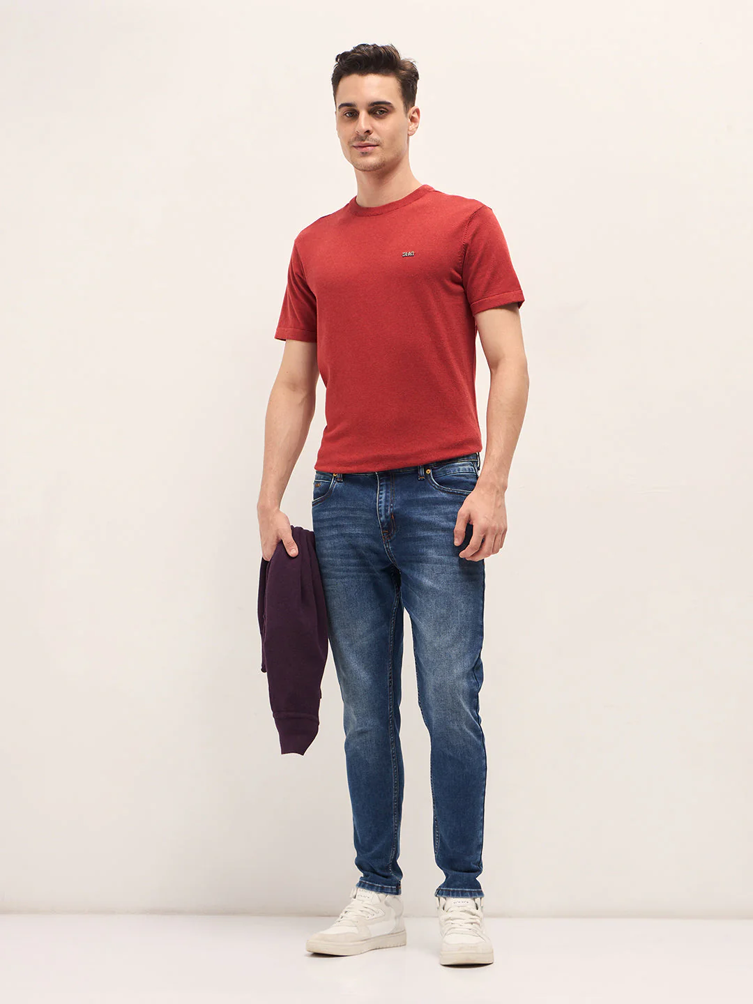 Men Dark BlueMid Fade Mid-Rise Slim Fit Jeans - Image 4