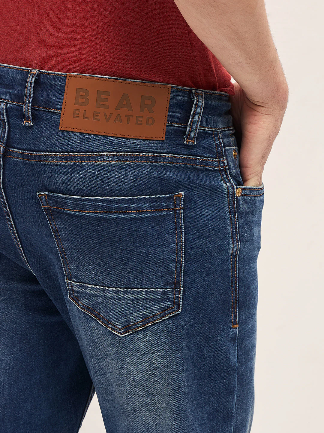 Men Dark BlueMid Fade Mid-Rise Slim Fit Jeans - Image 6