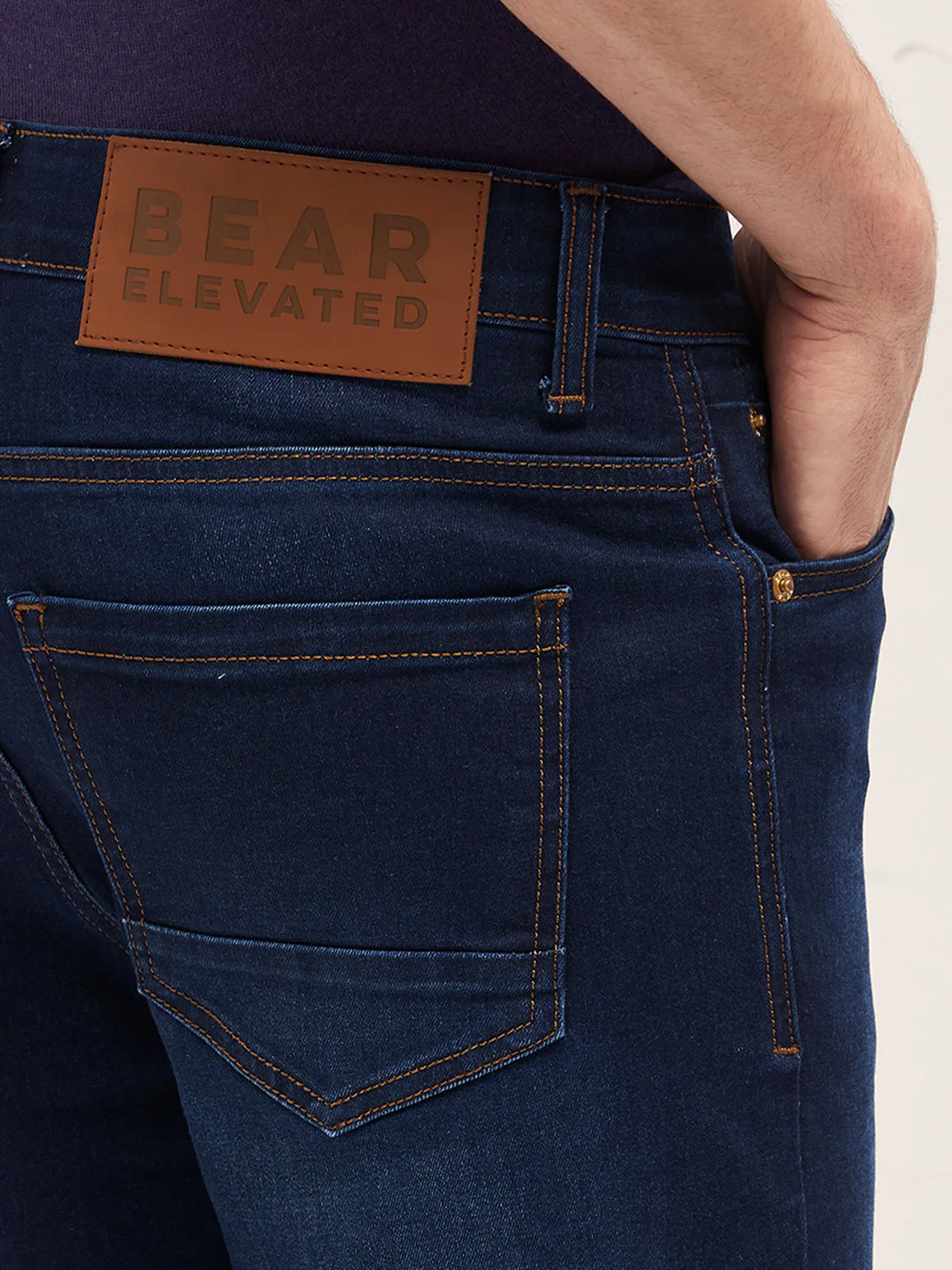 Men Dark BlueMid Fade Mid-Rise Slim Fit Jeans - Image 6