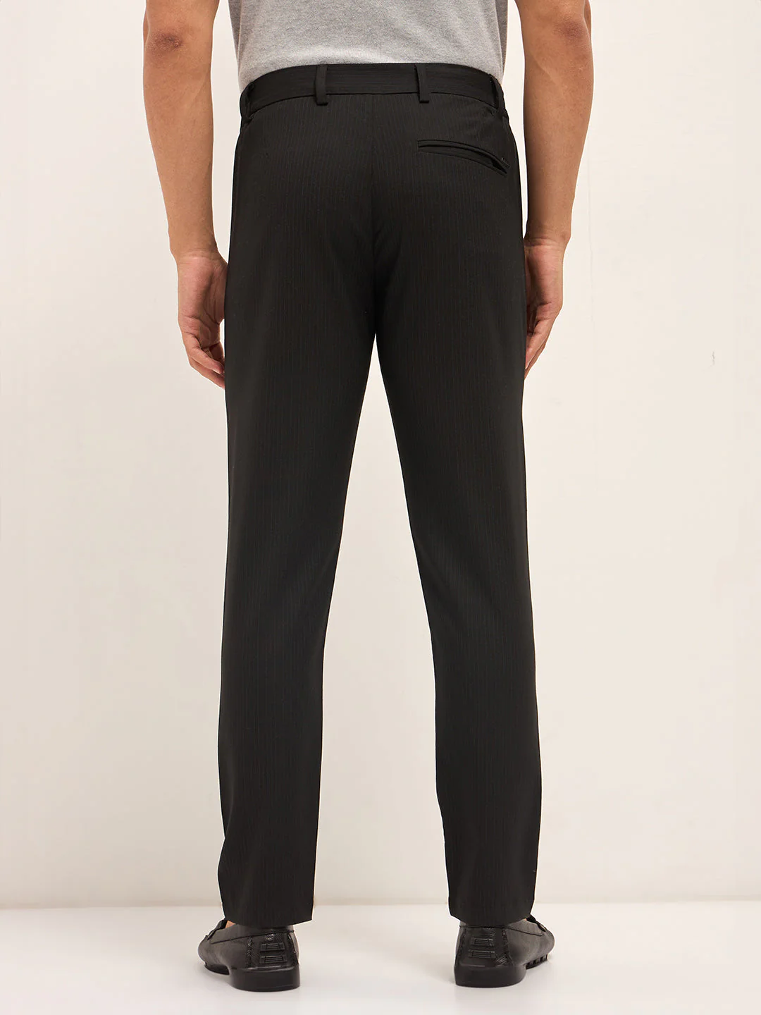 Men Dark Brown Slim Fit Formal Trousers - Image 2