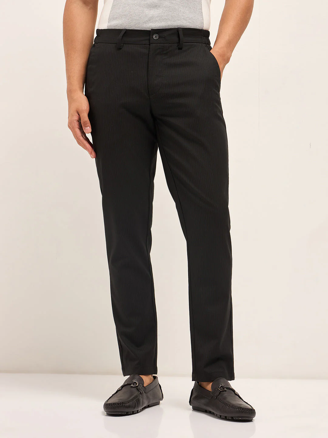 Men Dark Brown Slim Fit Formal Trousers - Image 7