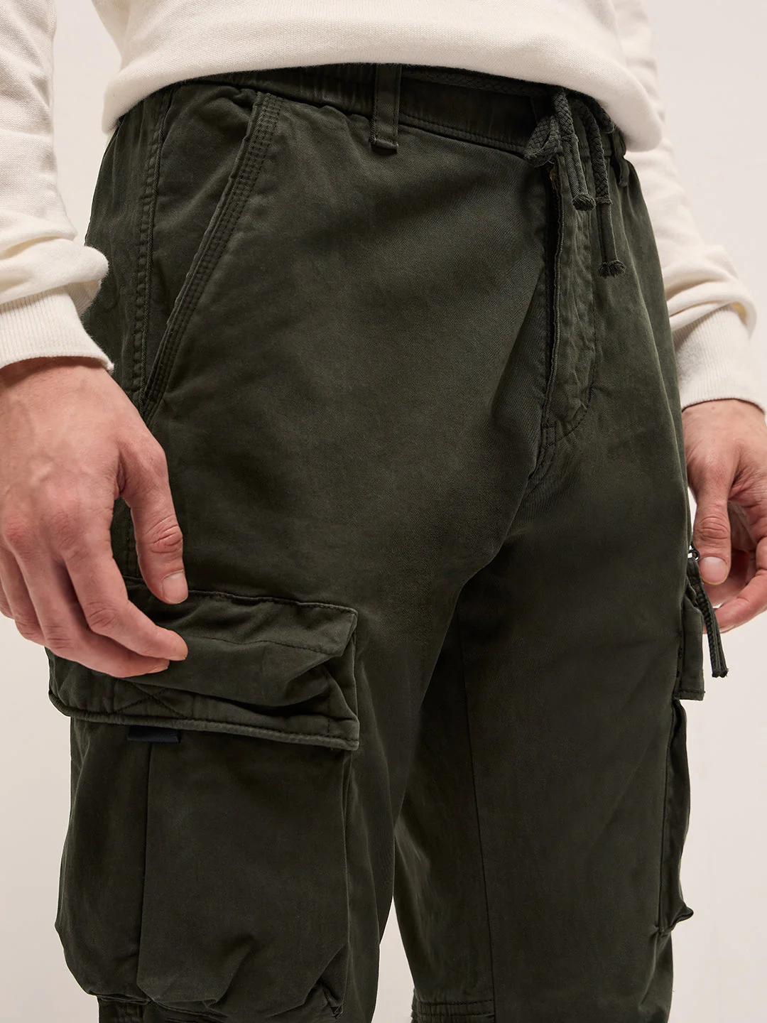 Men Dark Green Cargo Pants - Image 5