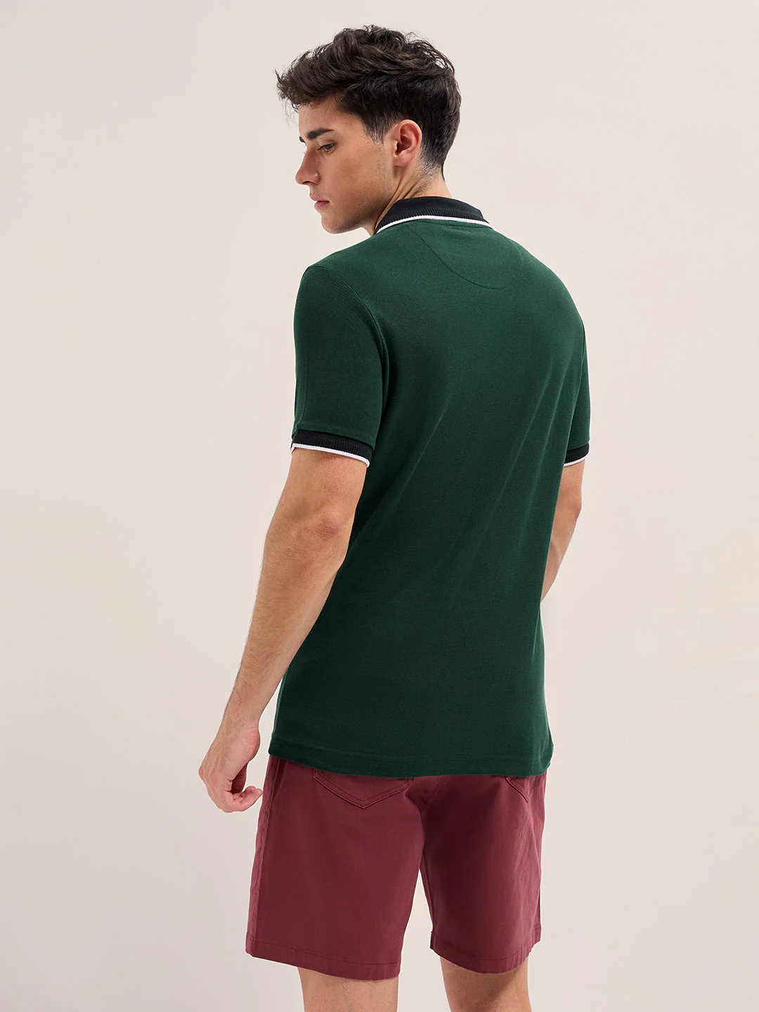 Men Dark Green Polo T-shirt - Image 2