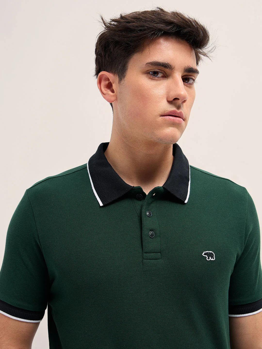 Men Dark Green Polo T-shirt - Image 5