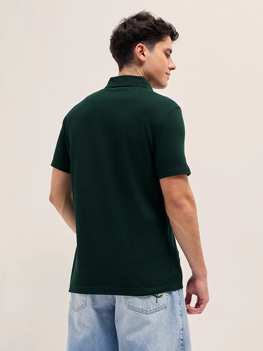 Men Dark Green Regular Fit Polo T-Shirt - Image 2