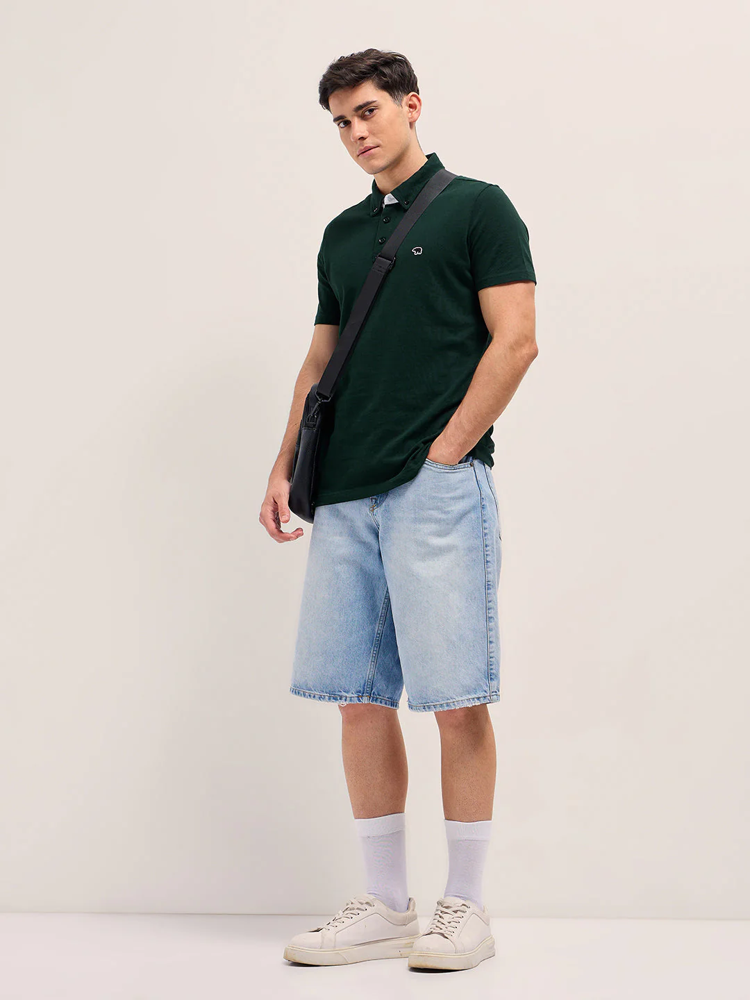 Men Dark Green Regular Fit Polo T-Shirt - Image 4