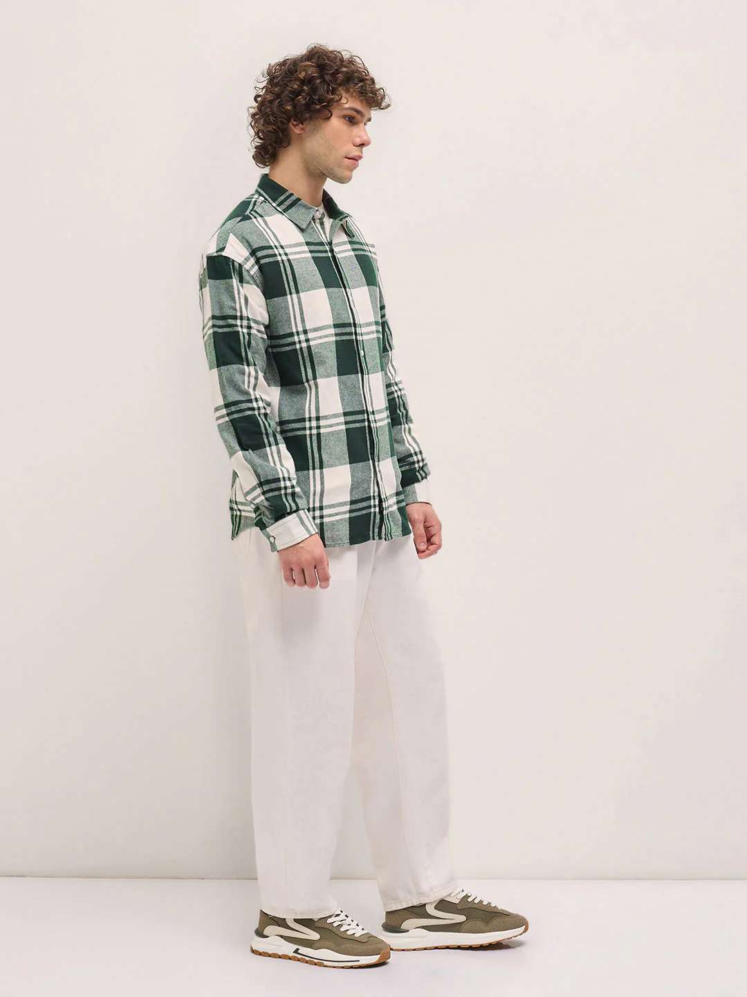 Men Dark Green Relax Fit Overshirt - Image 3