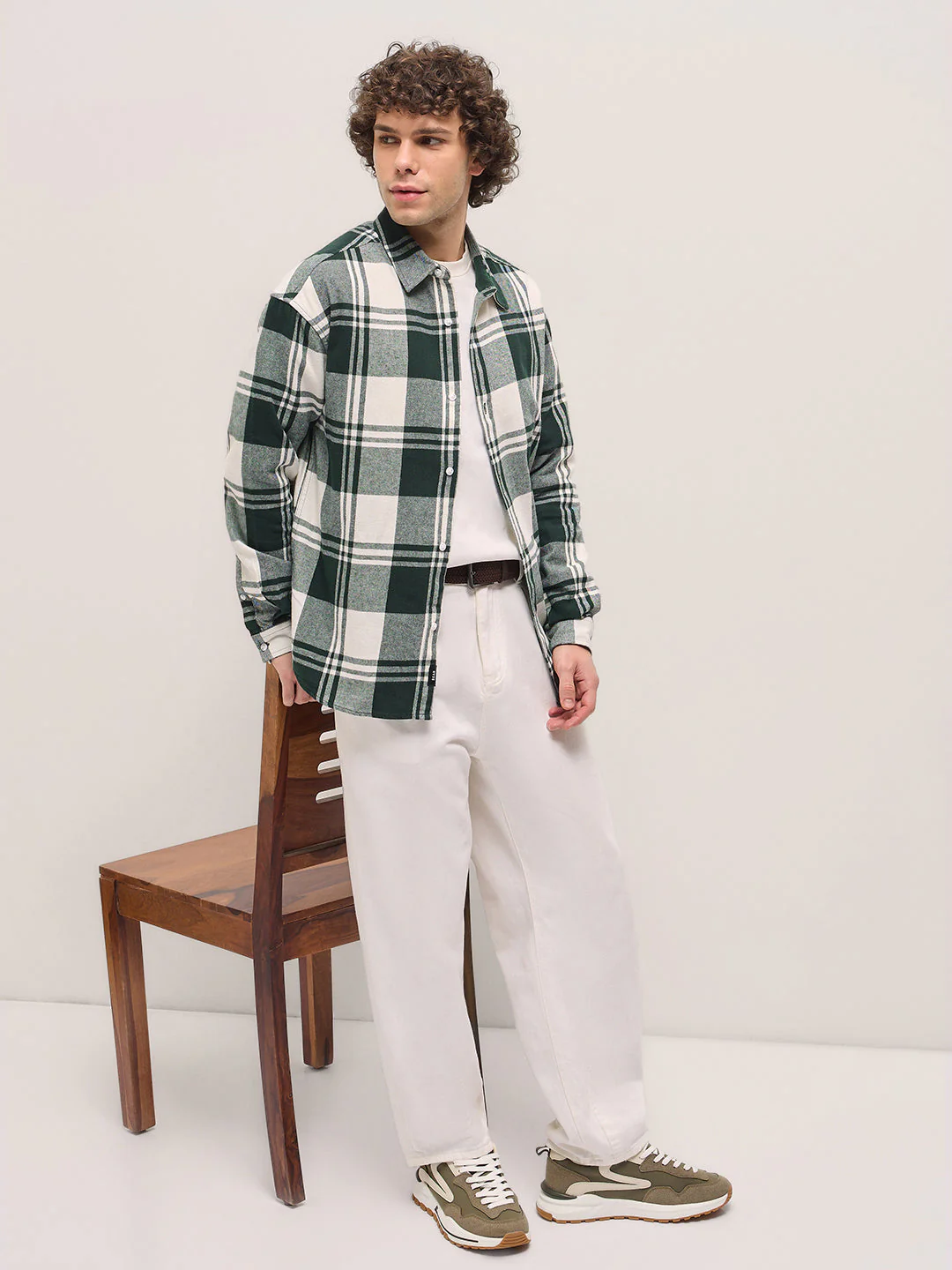 Men Dark Green Relax Fit Overshirt - Image 4