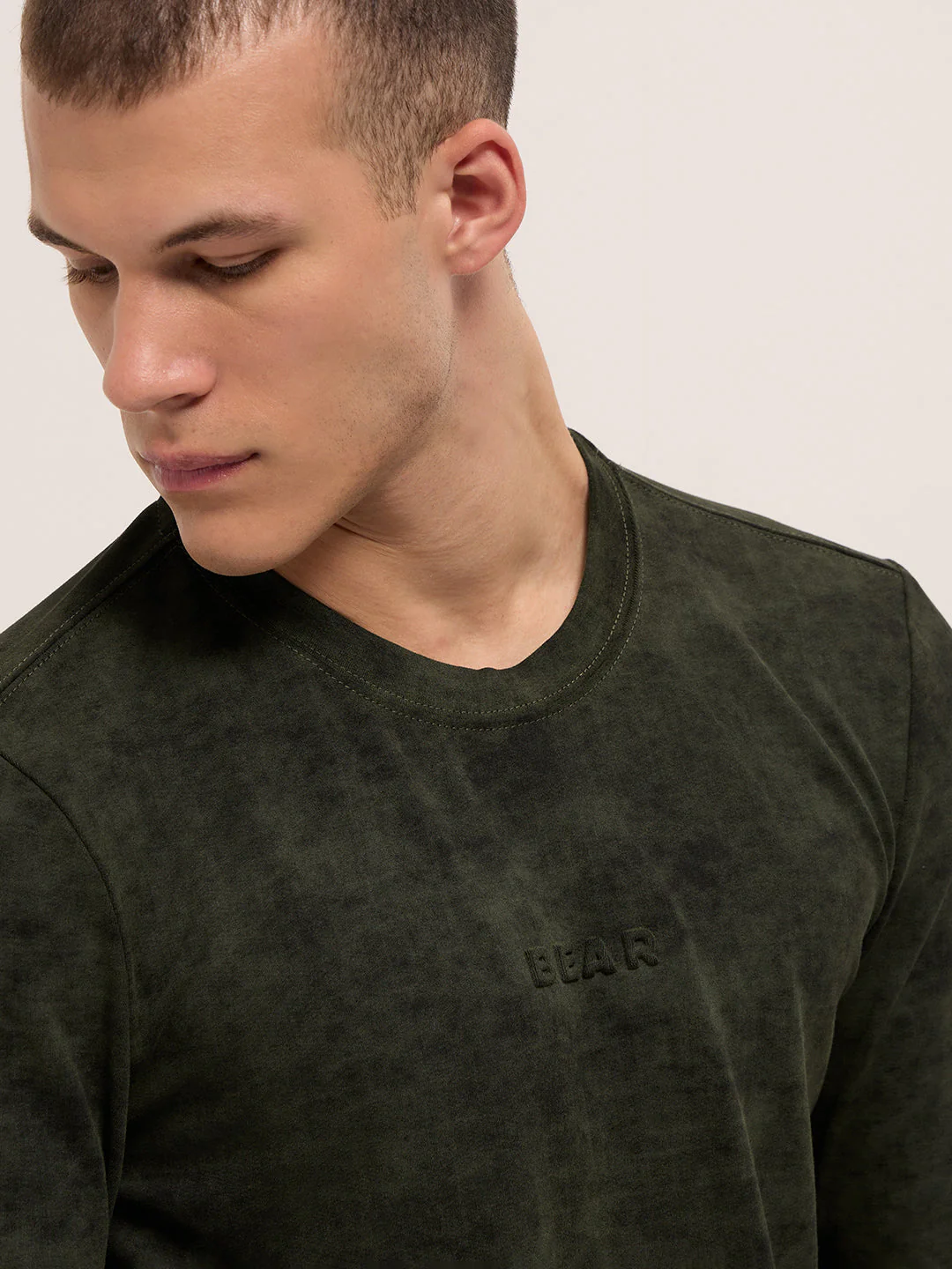 Men Dark Green Slim Fit Crew Neck T-Shirt - Image 5