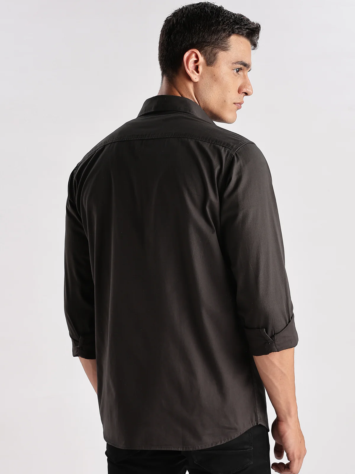 Men Grey Cargo Shirt - Image 3