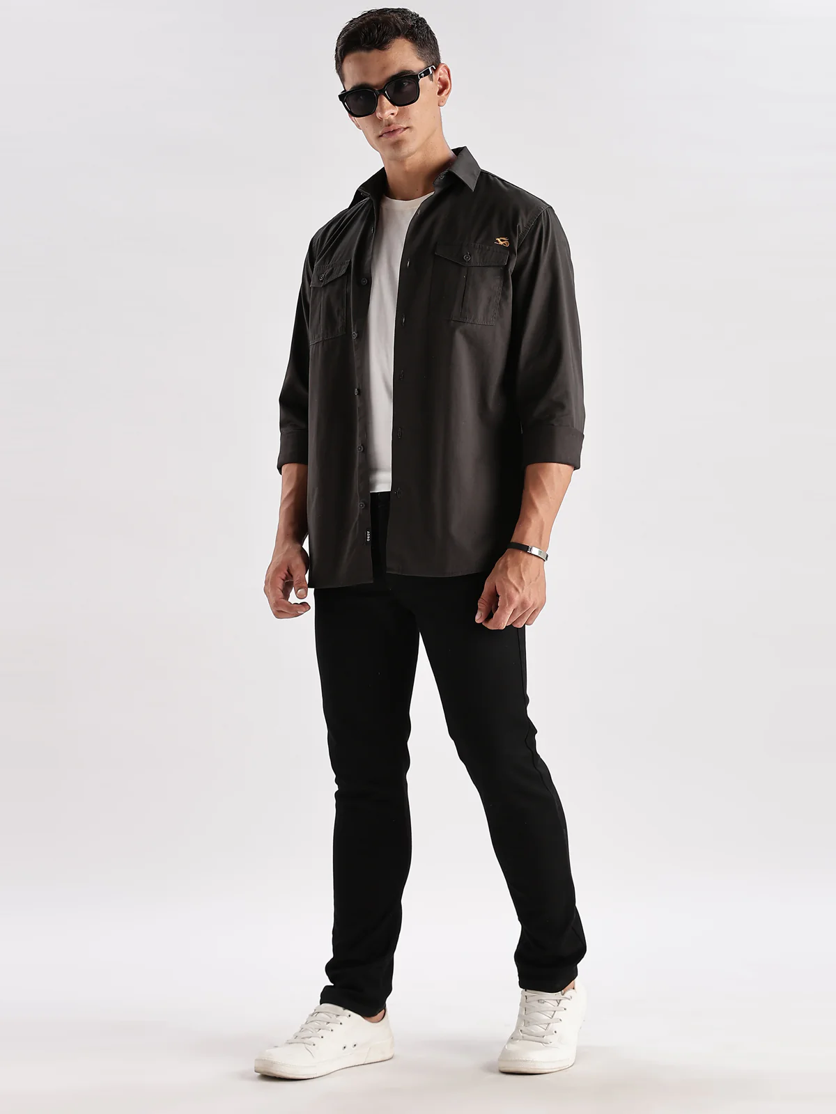 Men Grey Cargo Shirt - Image 5