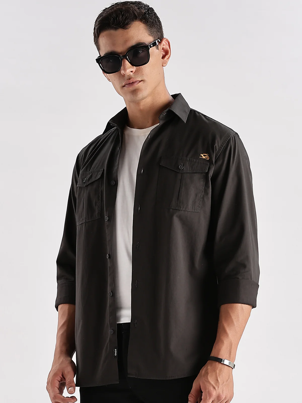 Men Grey Cargo Shirt - Image 7