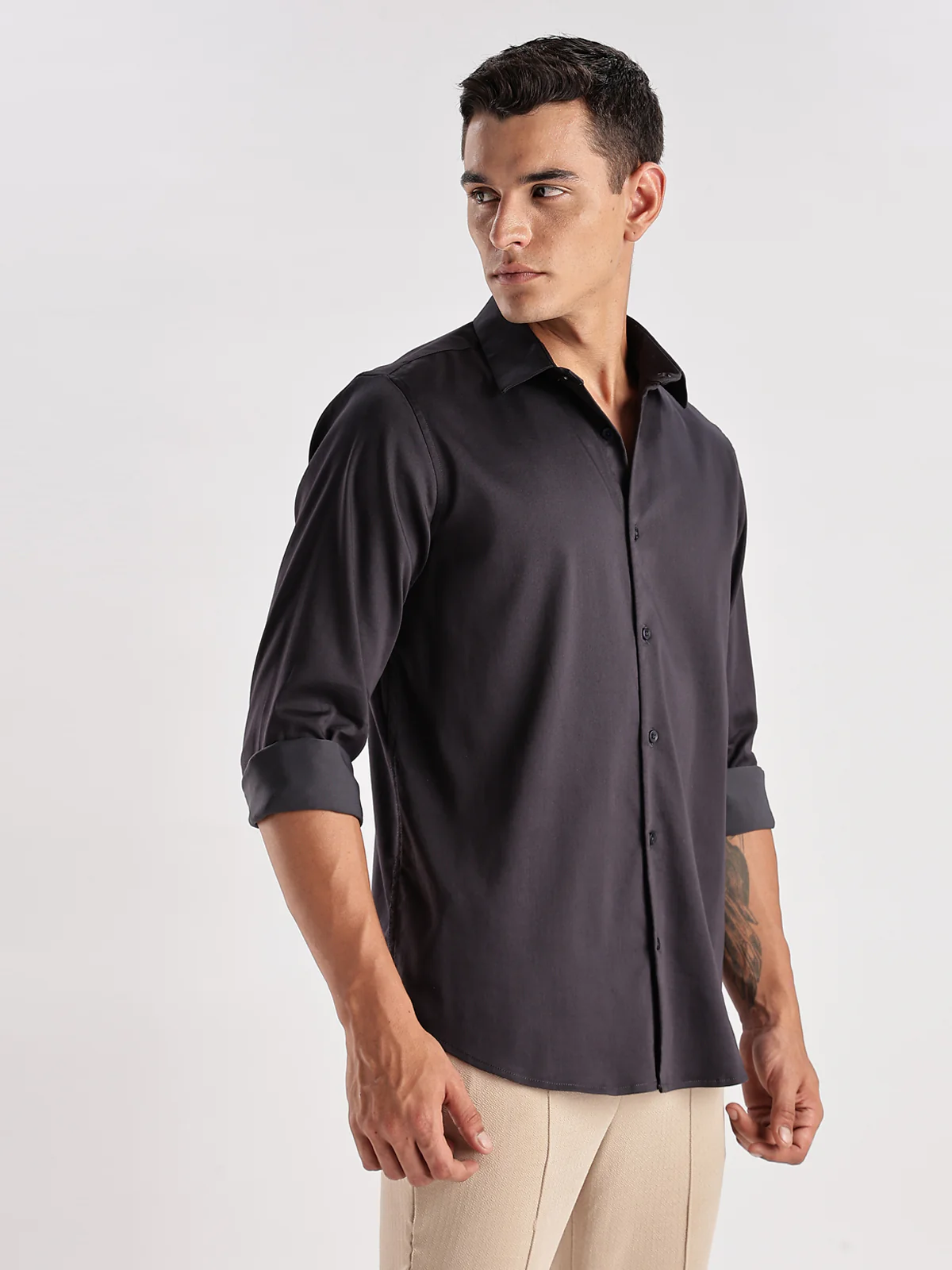 Men Grey Casual Shirt - Image 4