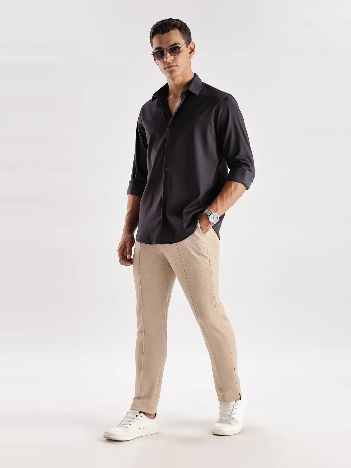 Men Grey Casual Shirt - Image 5