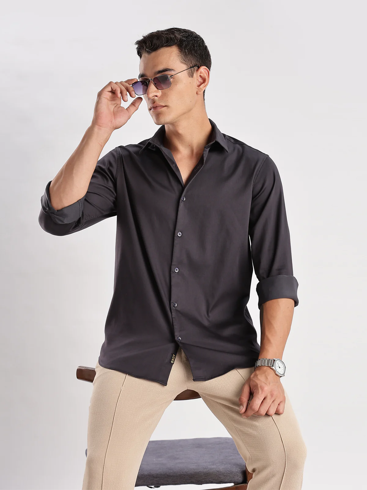 Men Grey Casual Shirt - Image 7