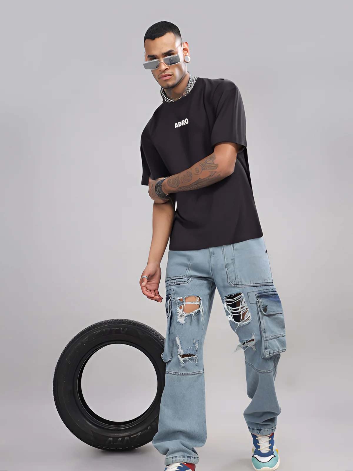 Men Grey Oversized T-Shirt - Image 3