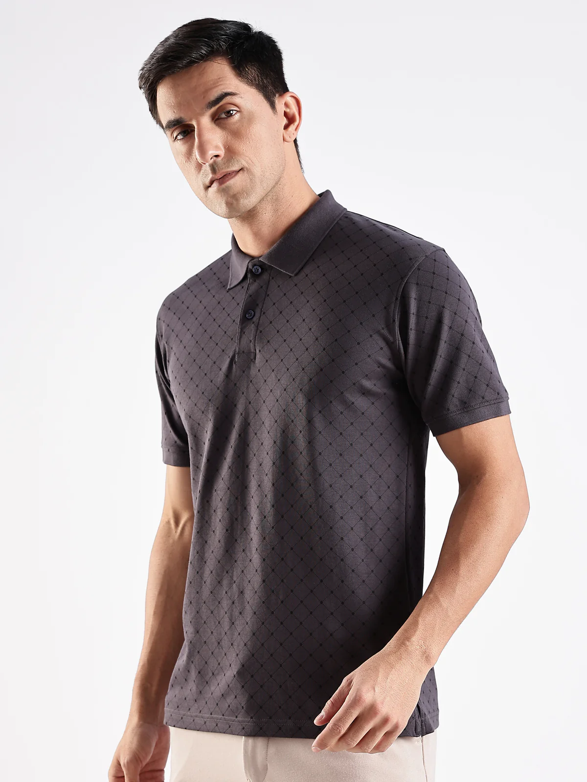 Men Grey Regular Fit Polo T-Shirt - Image 4
