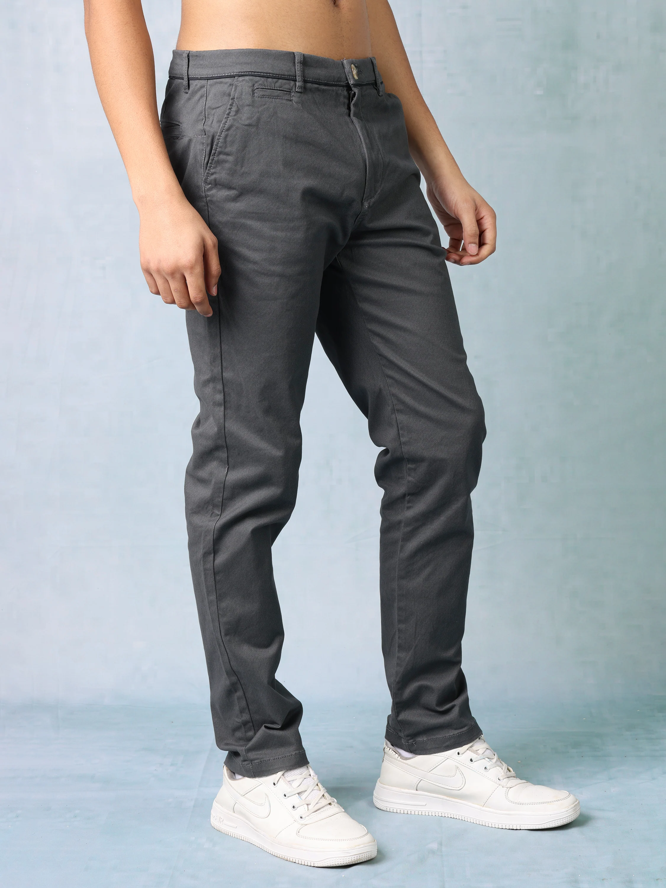 Men Dark Grey Regular Fit Trouser - Image 3