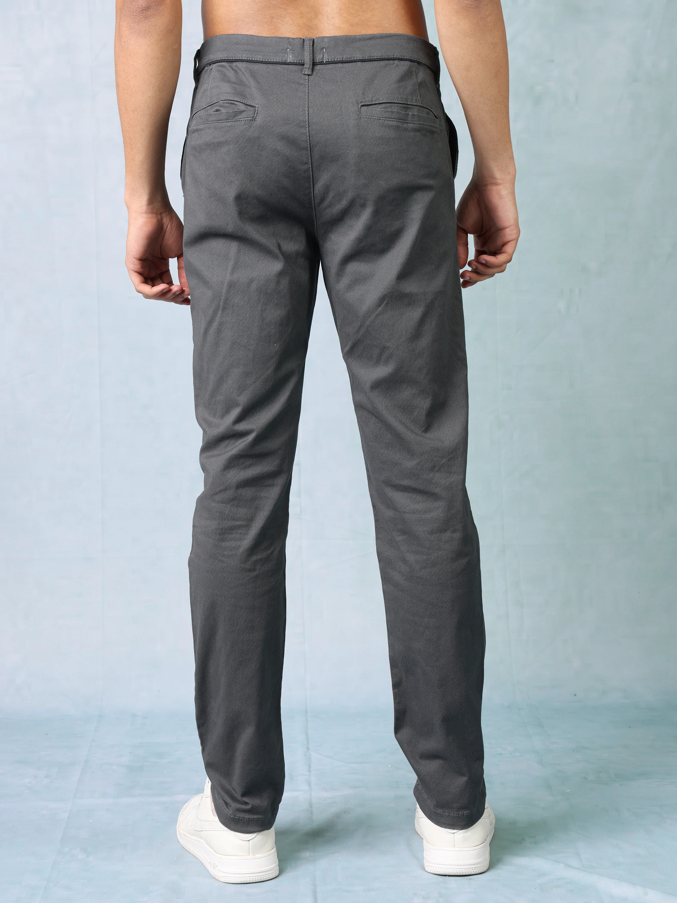 Men Dark Grey Regular Fit Trouser - Image 4
