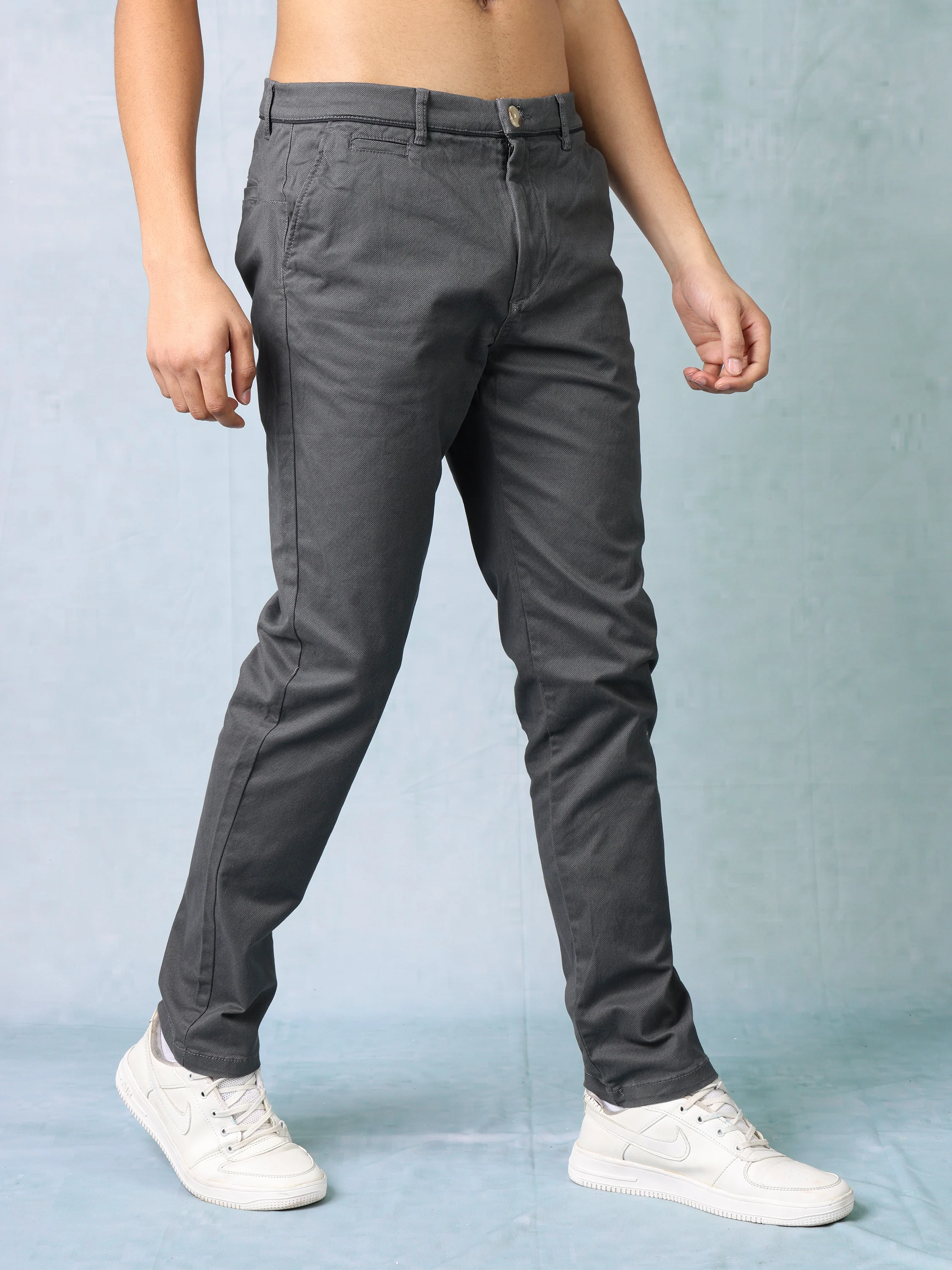Men Dark Grey Regular Fit Trouser - Image 5