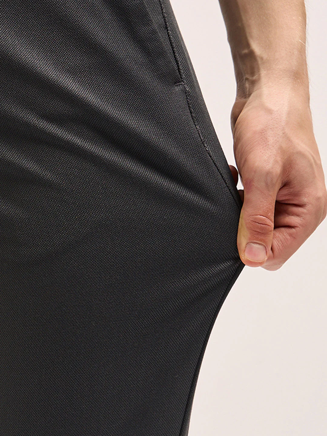 Men Dark Grey Solid 4 Way Stretch Formal Trouser - Image 6