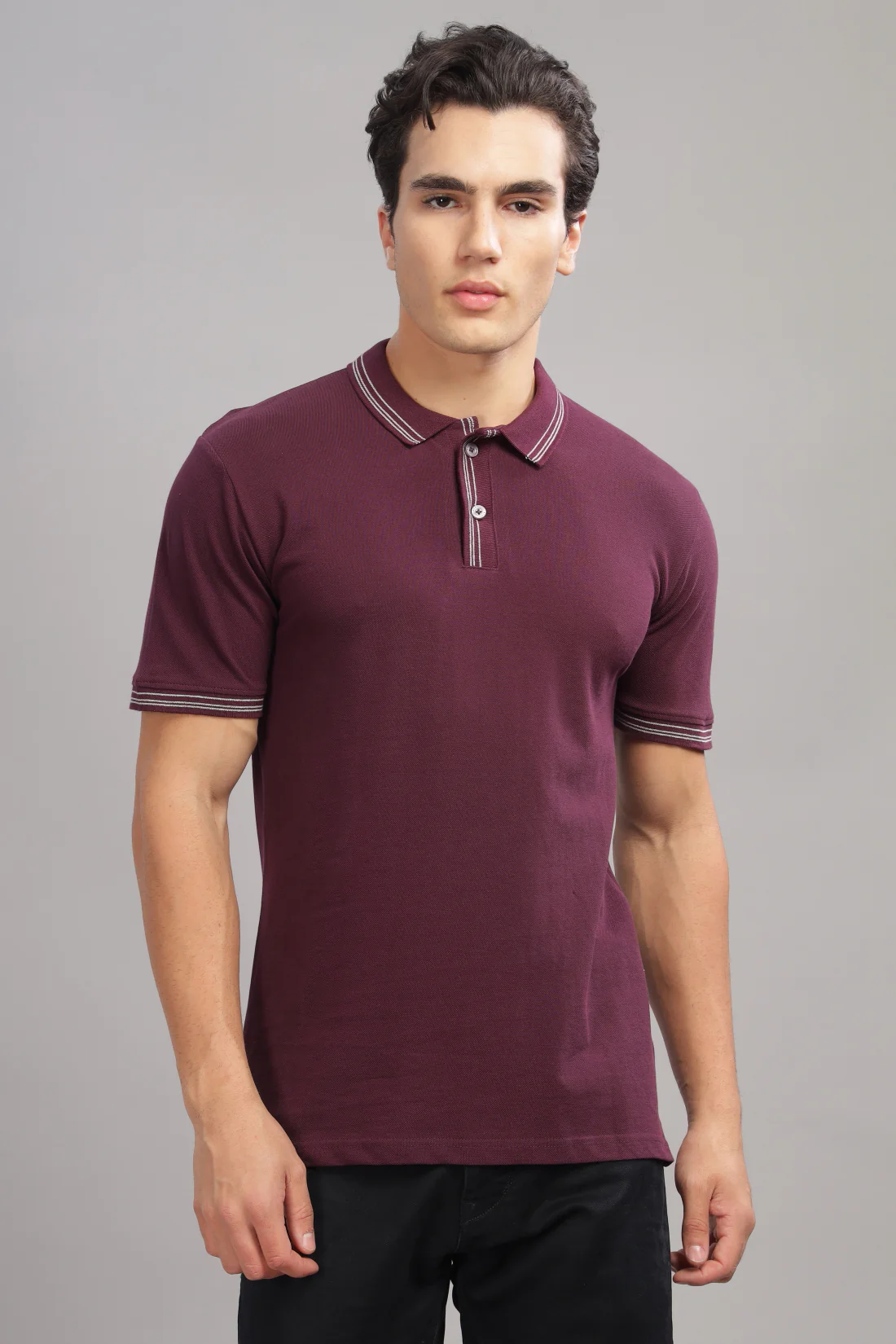 Men Dark Liver Regular Fit Polo T-Shirt