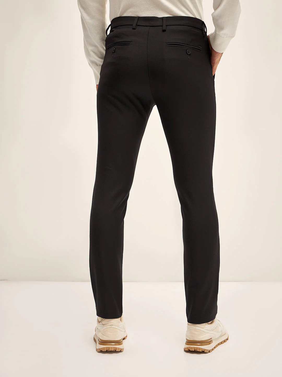 Men Dark Maroon Solid 4 Way Stretch Formal Trouser - Image 2