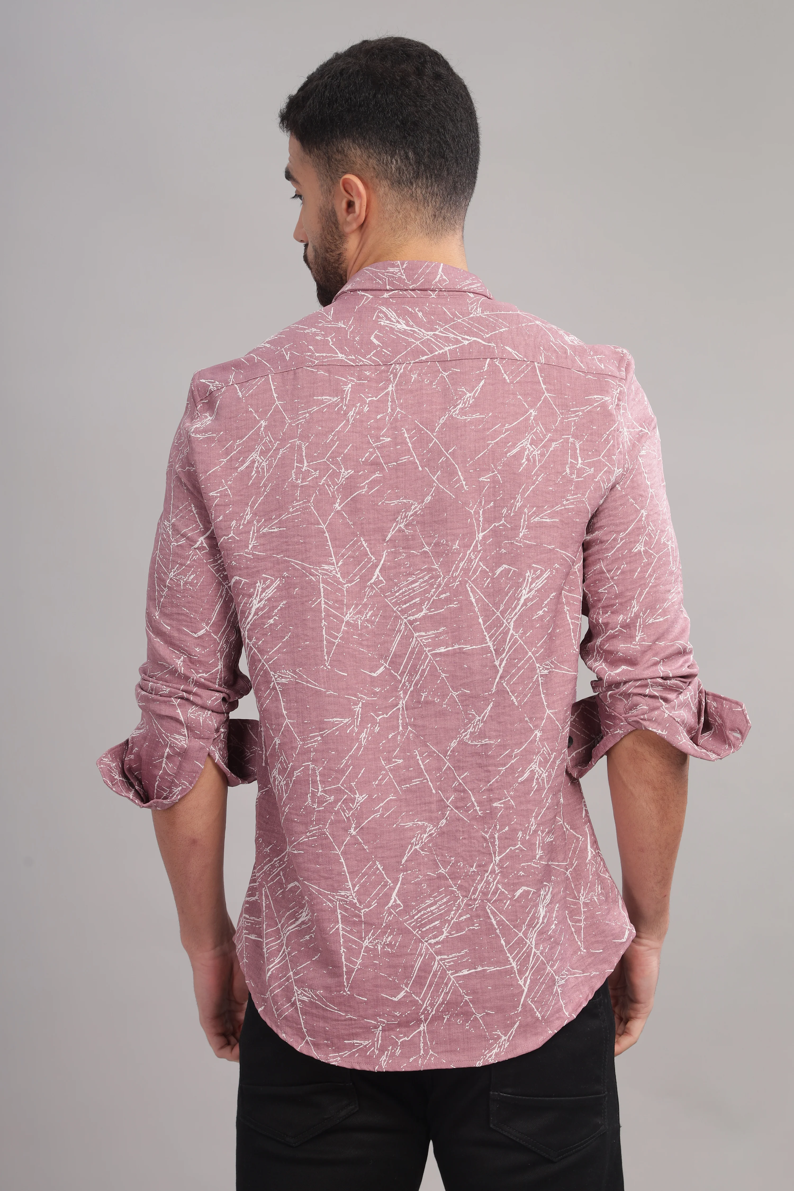 Men Dark Pink Slim Fit Shirt - Image 4