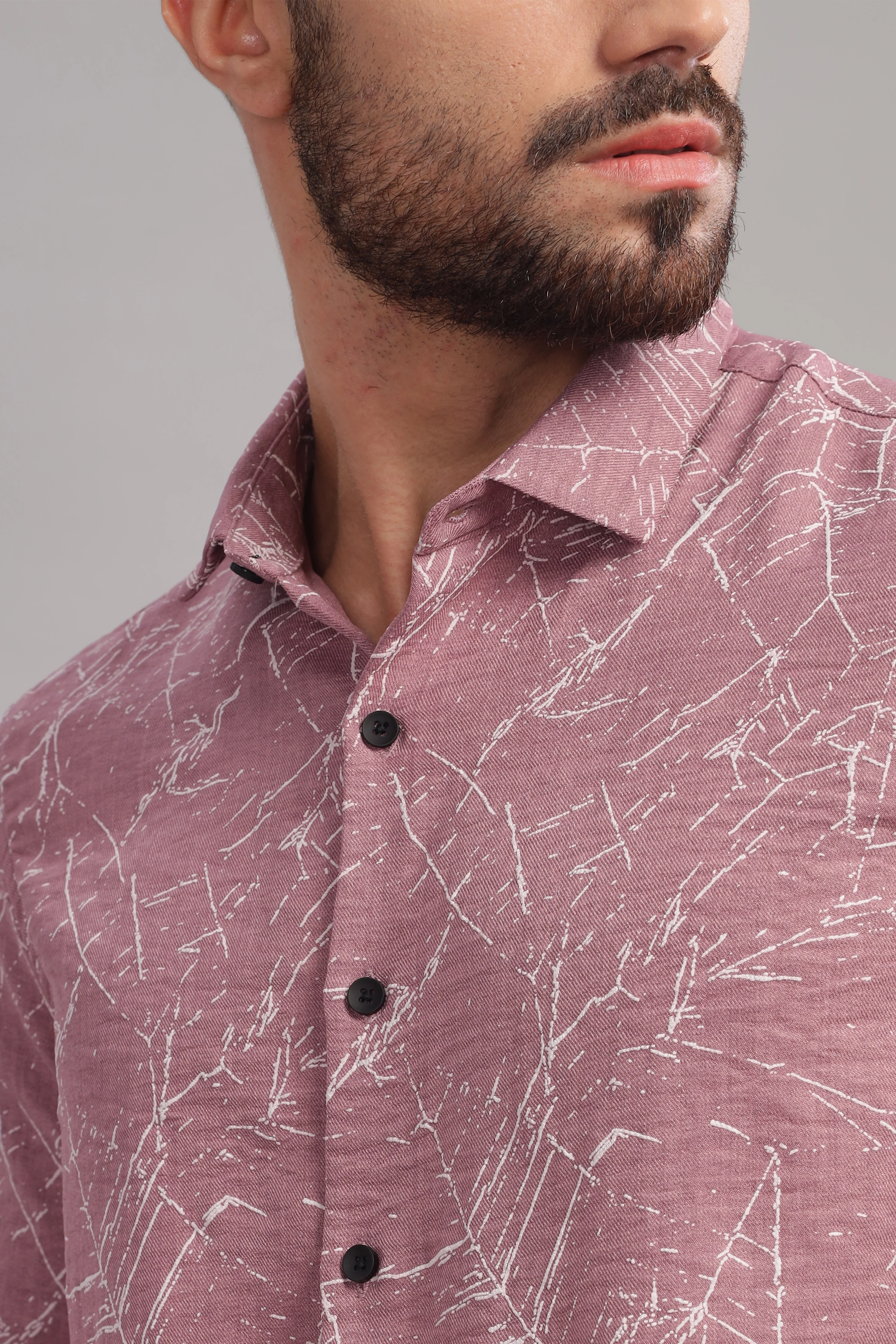 Men Dark Pink Slim Fit Shirt - Image 6