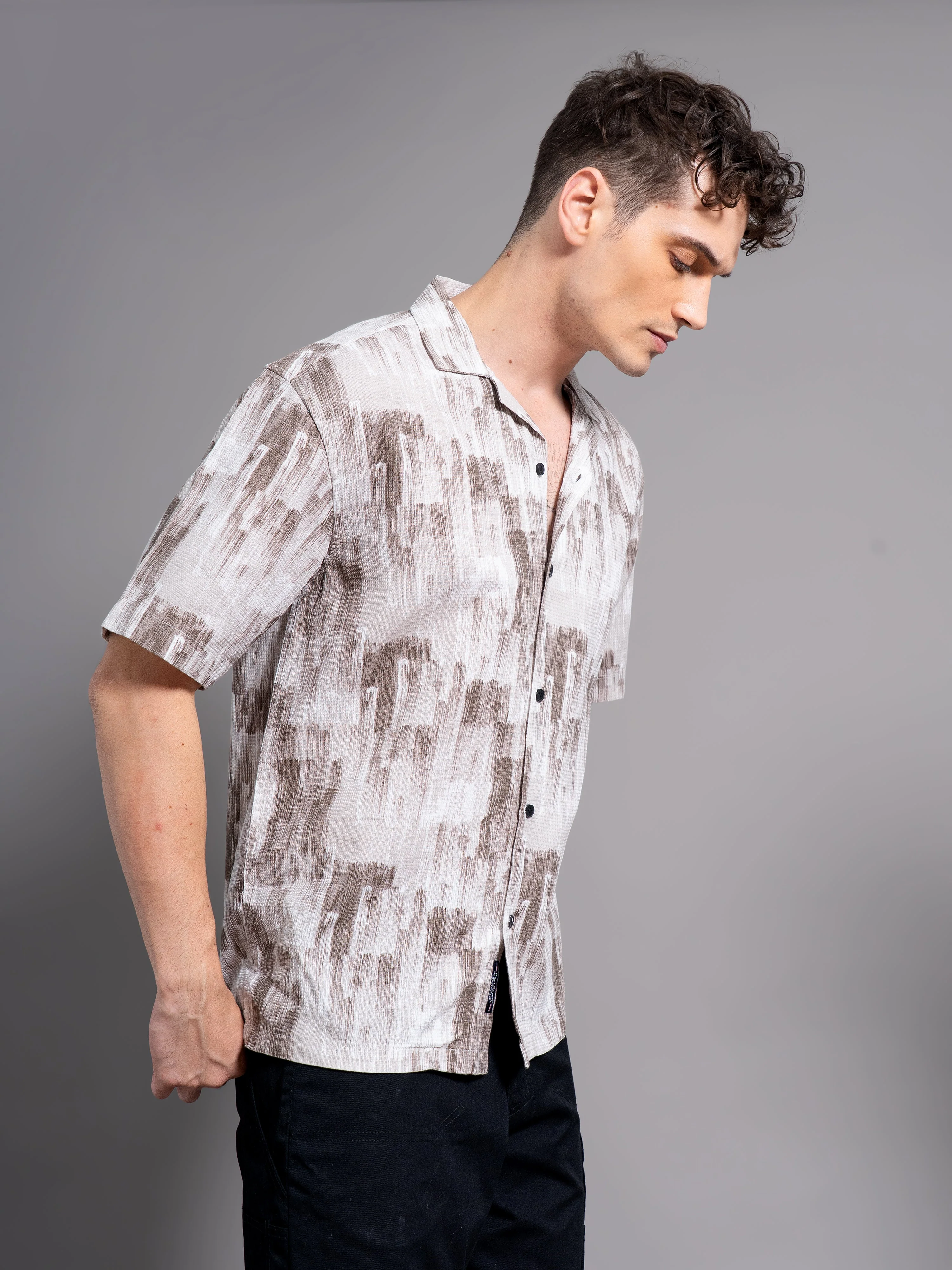 Men Davao Brown Waffle Shirt - Image 3