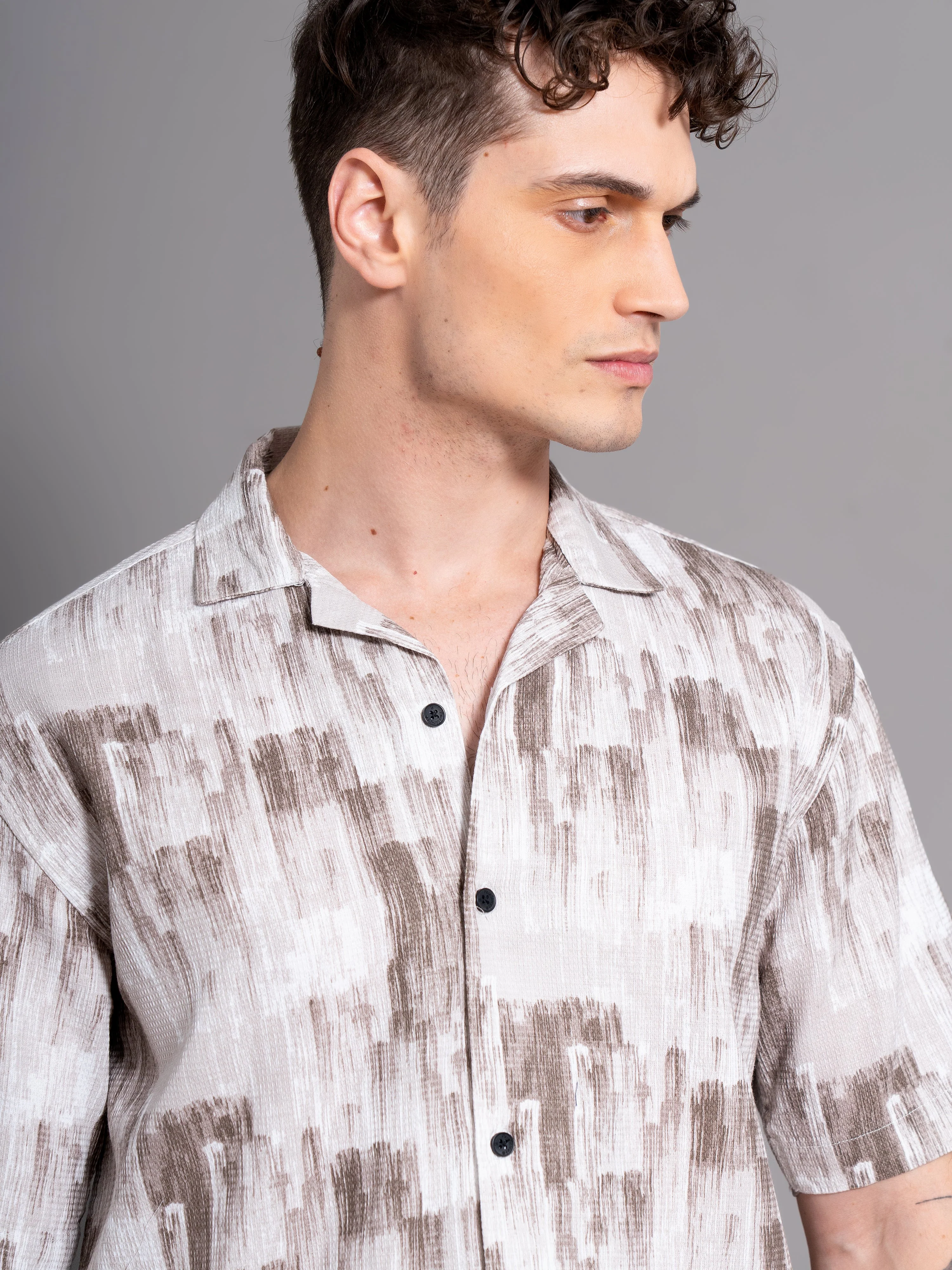 Men Davao Brown Waffle Shirt - Image 4
