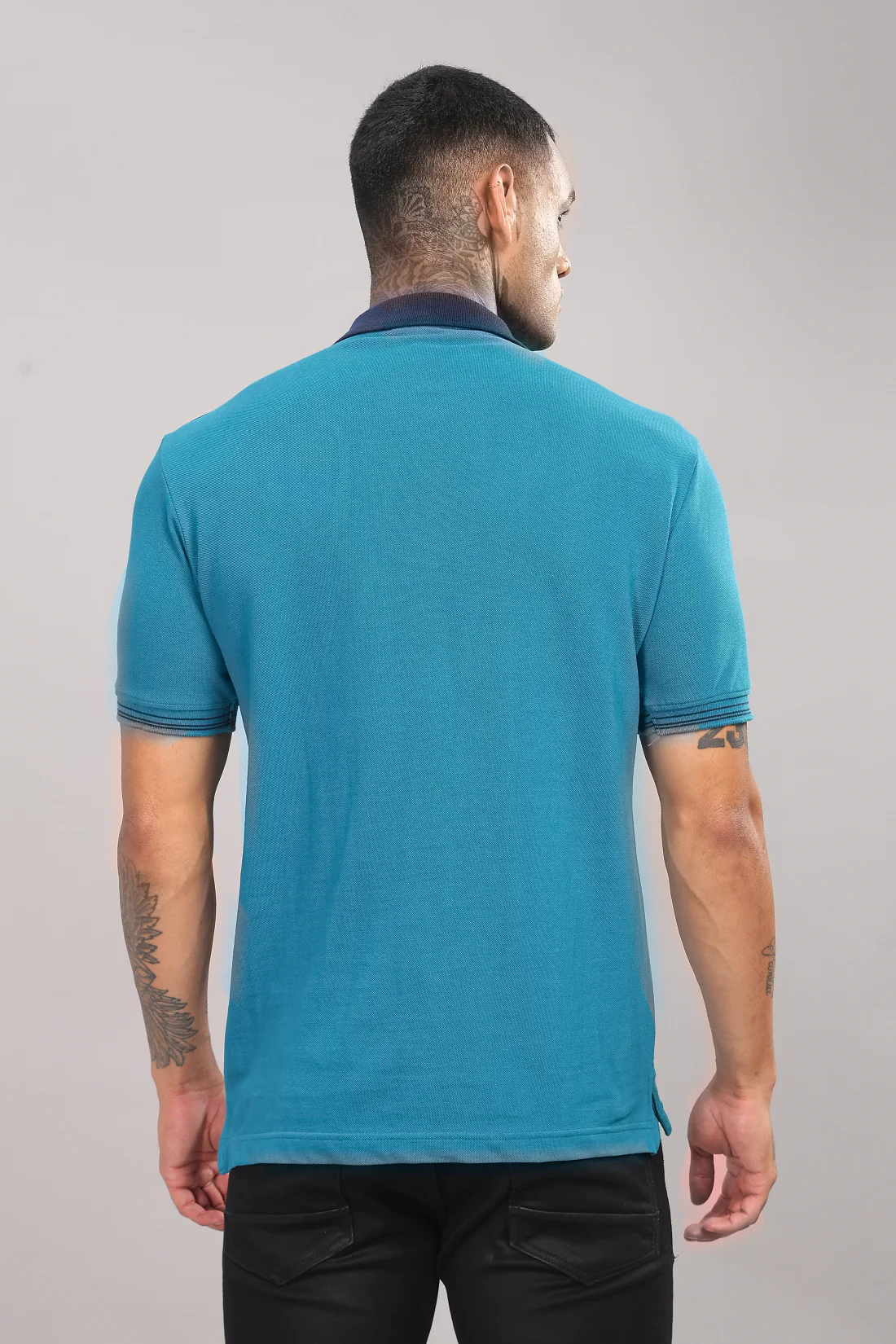 Men Deep Lagoon Regular Fit Polo T-Shirt - Image 4