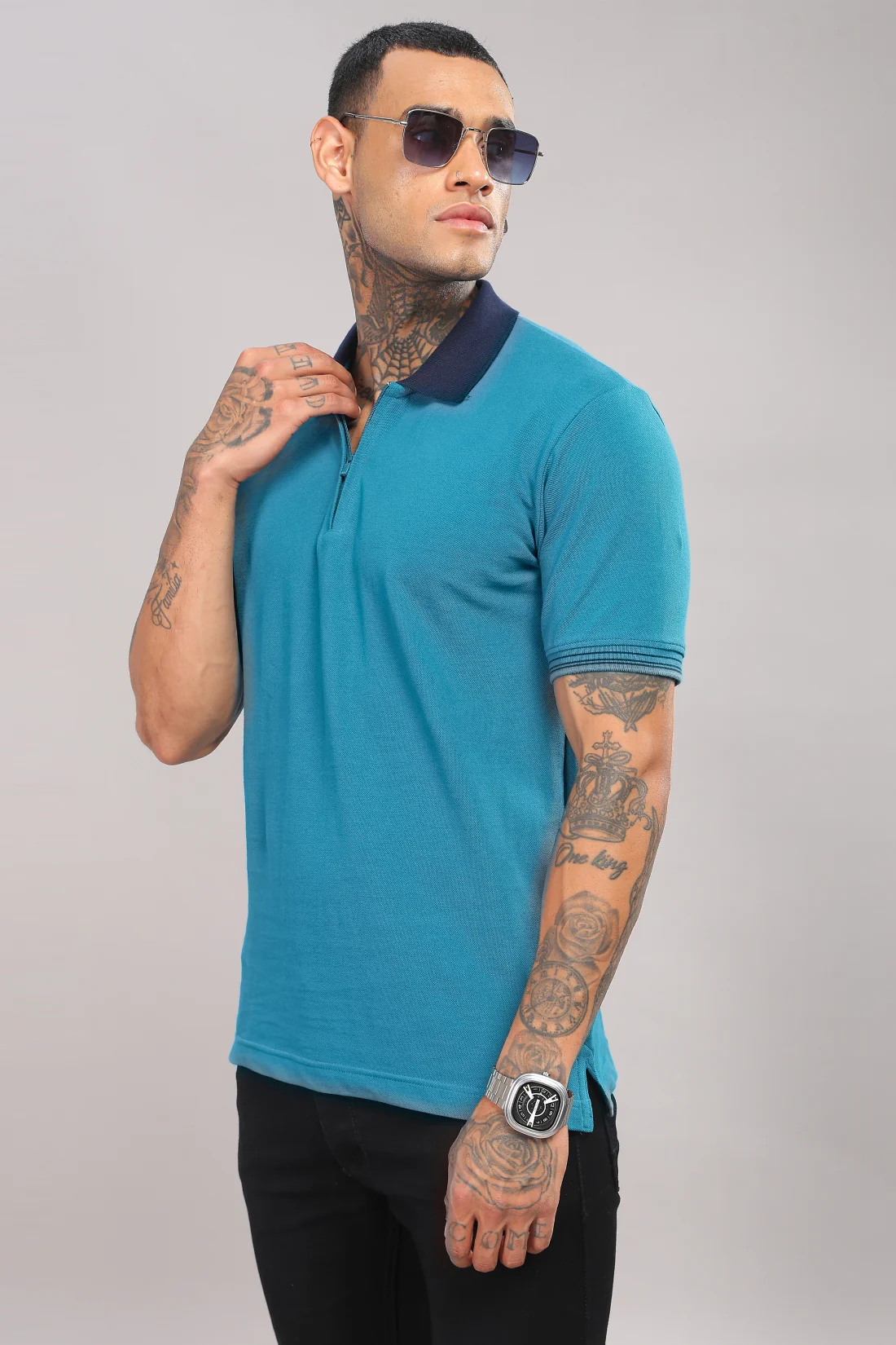 Men Deep Lagoon Regular Fit Polo T-Shirt - Image 6